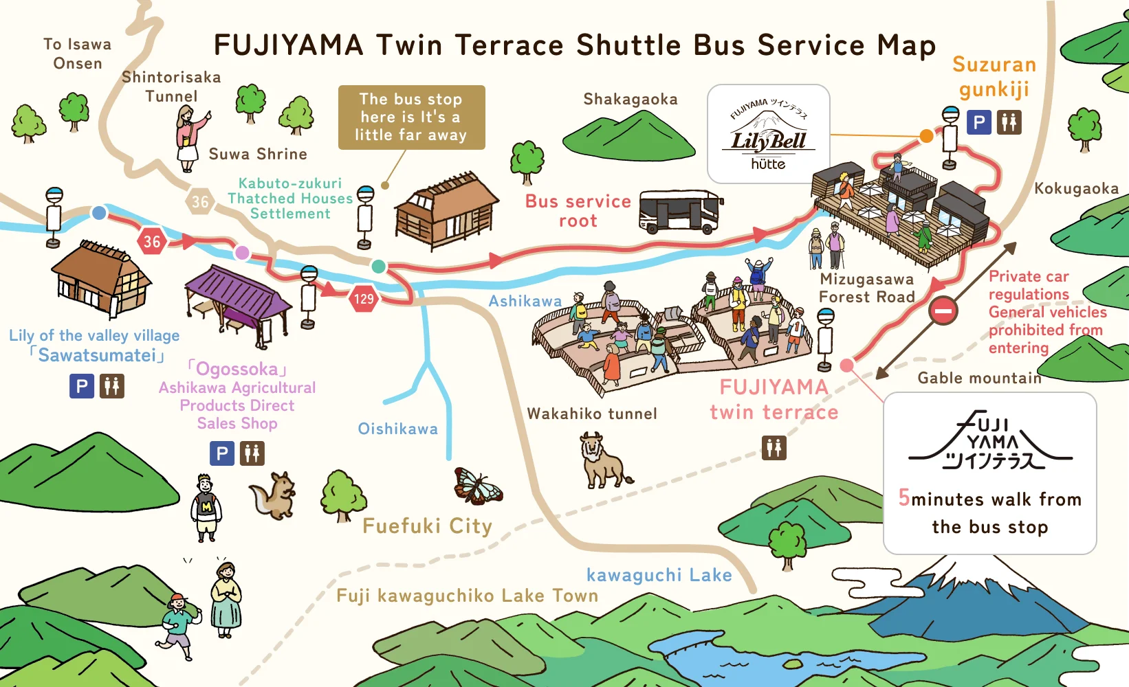FUJIYAMA Twin Terrace shuttle bus route map