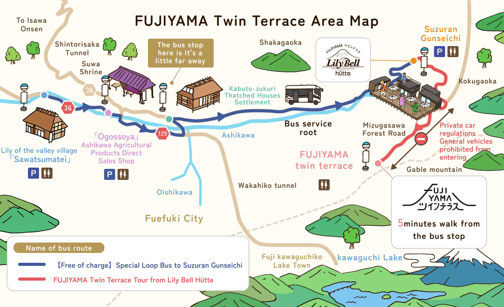 FUJIYAMA Twin Terrace shuttle bus route map